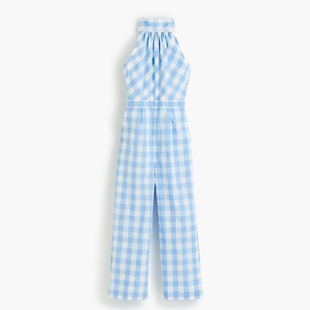 J.Crew High-Neck Jumpsuit in Gingham